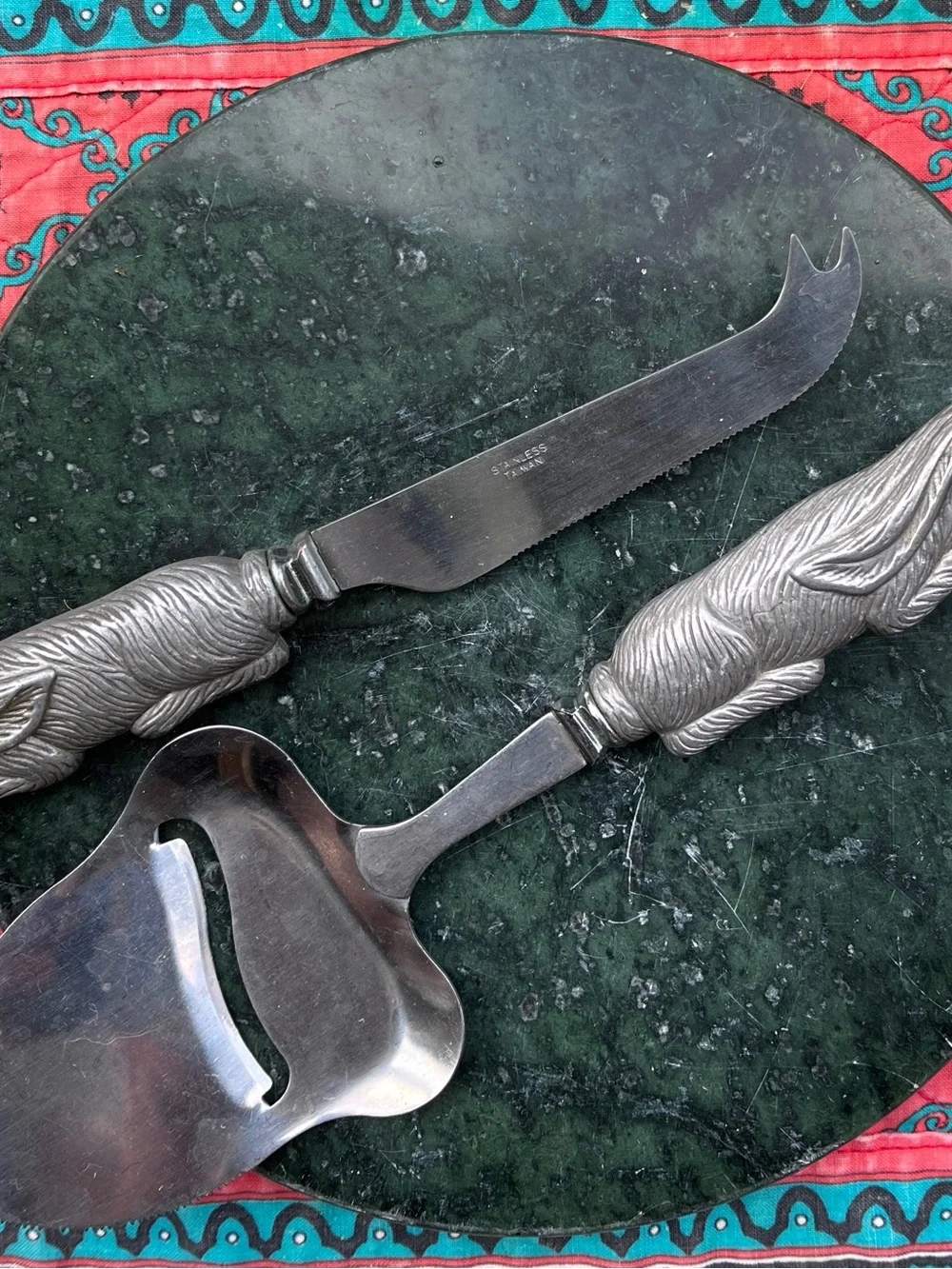 Bunny cheese Knife Set - Stainless Steel and marble cheese plat